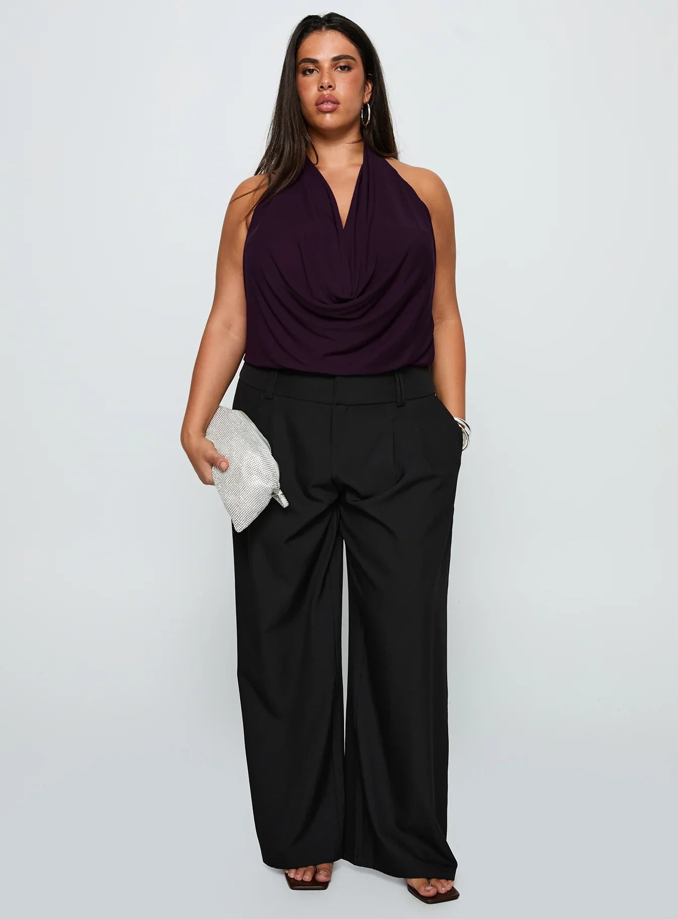 Carefree Days Cowl Neck Top Purple Curve
