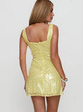 Dasha Mini Dress Yellow Sequin