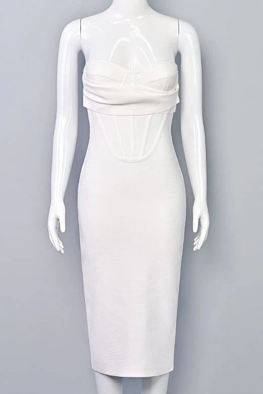 Miles Bodycon Midi Dress Pearl White