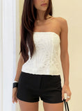 Day Glow Textured Strapless Top White