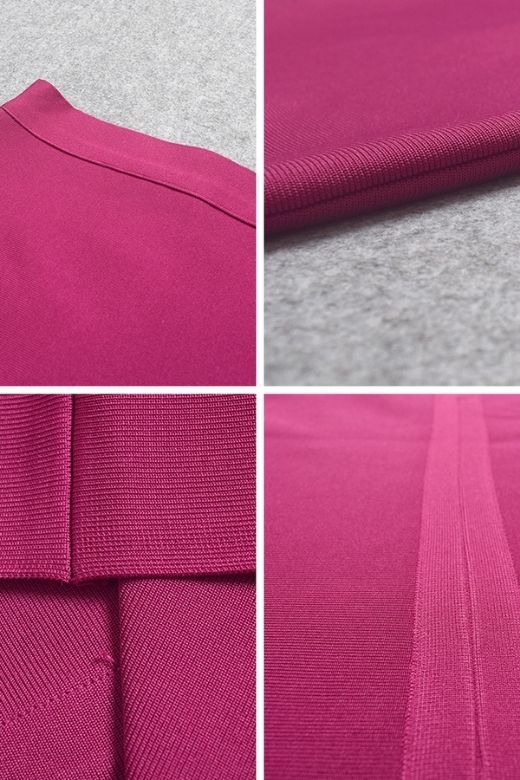 Pencil High Waist Bandage Knee Length Skirt Magenta Pink