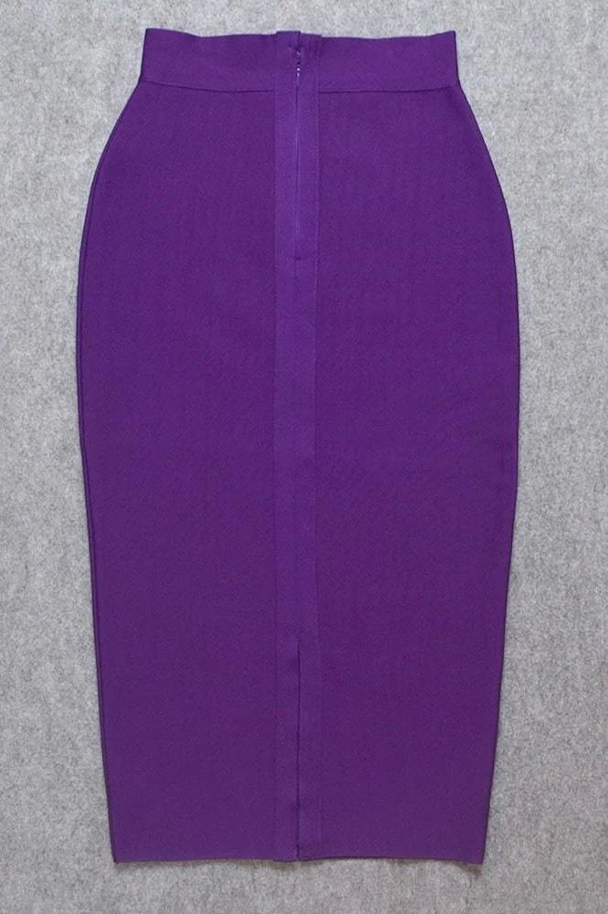 Pencil High Waist Bandage Midi Skirt Plum Purple