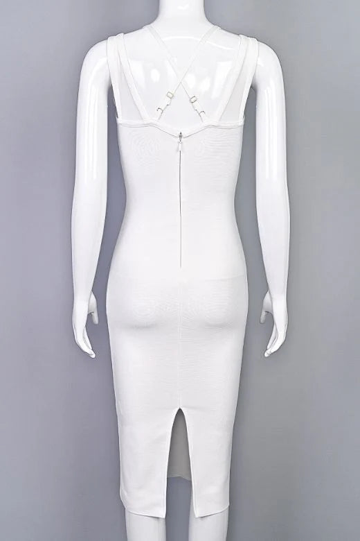 Lucy Bandage Midi Dress White Pearl Sale