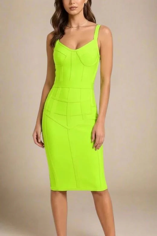 Pip Bandage Corset Dress Neon Green