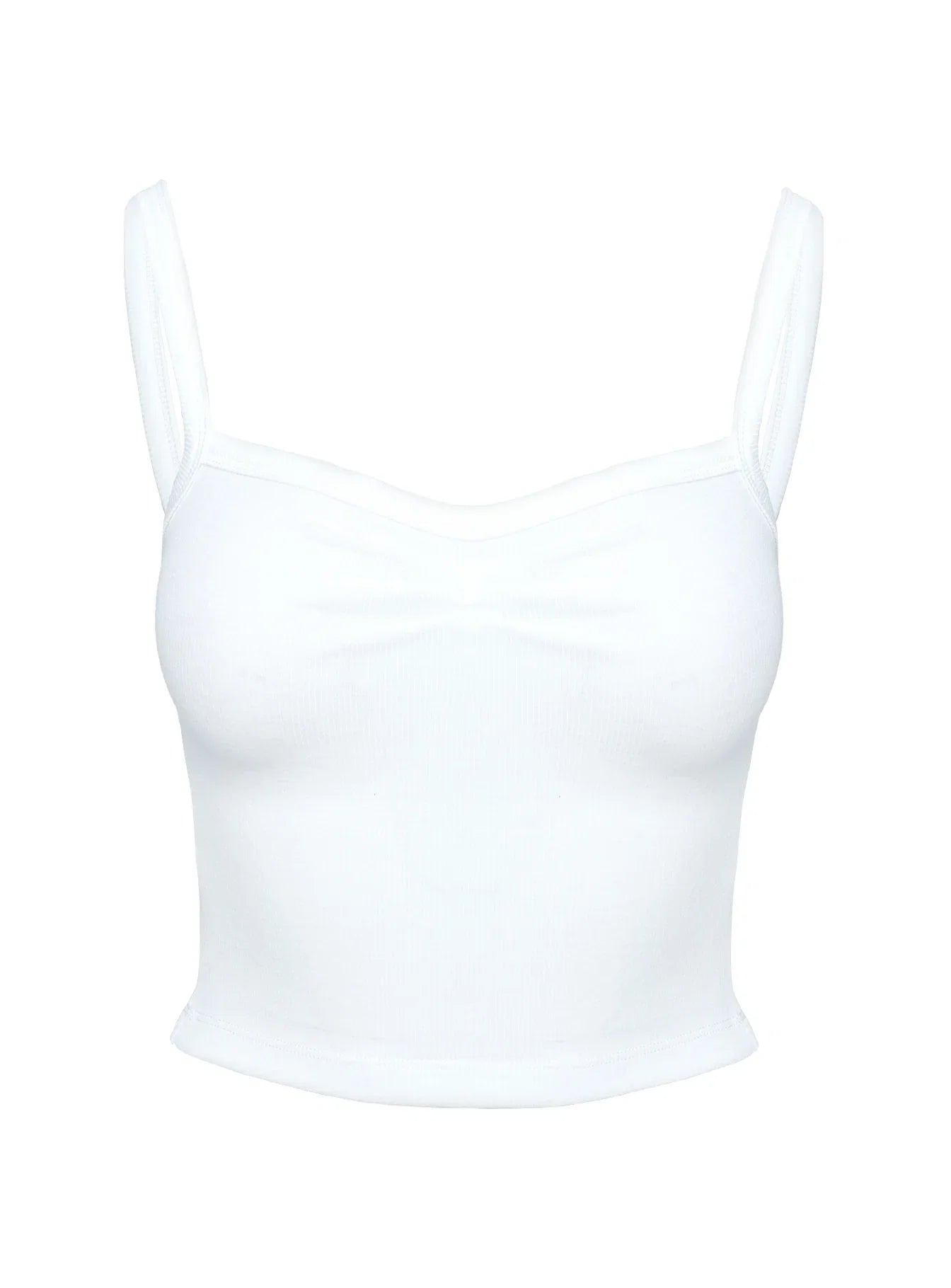 Essentials Ruched Rib Cami Top White