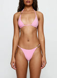 Aimi Glitter Triangle Bikini Top Pink