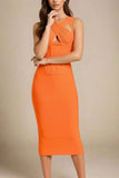 Sasha Bandage Midi Dress Apricot Orange Sale