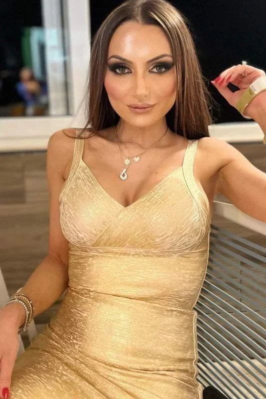 Kit Bandage Dress Gold