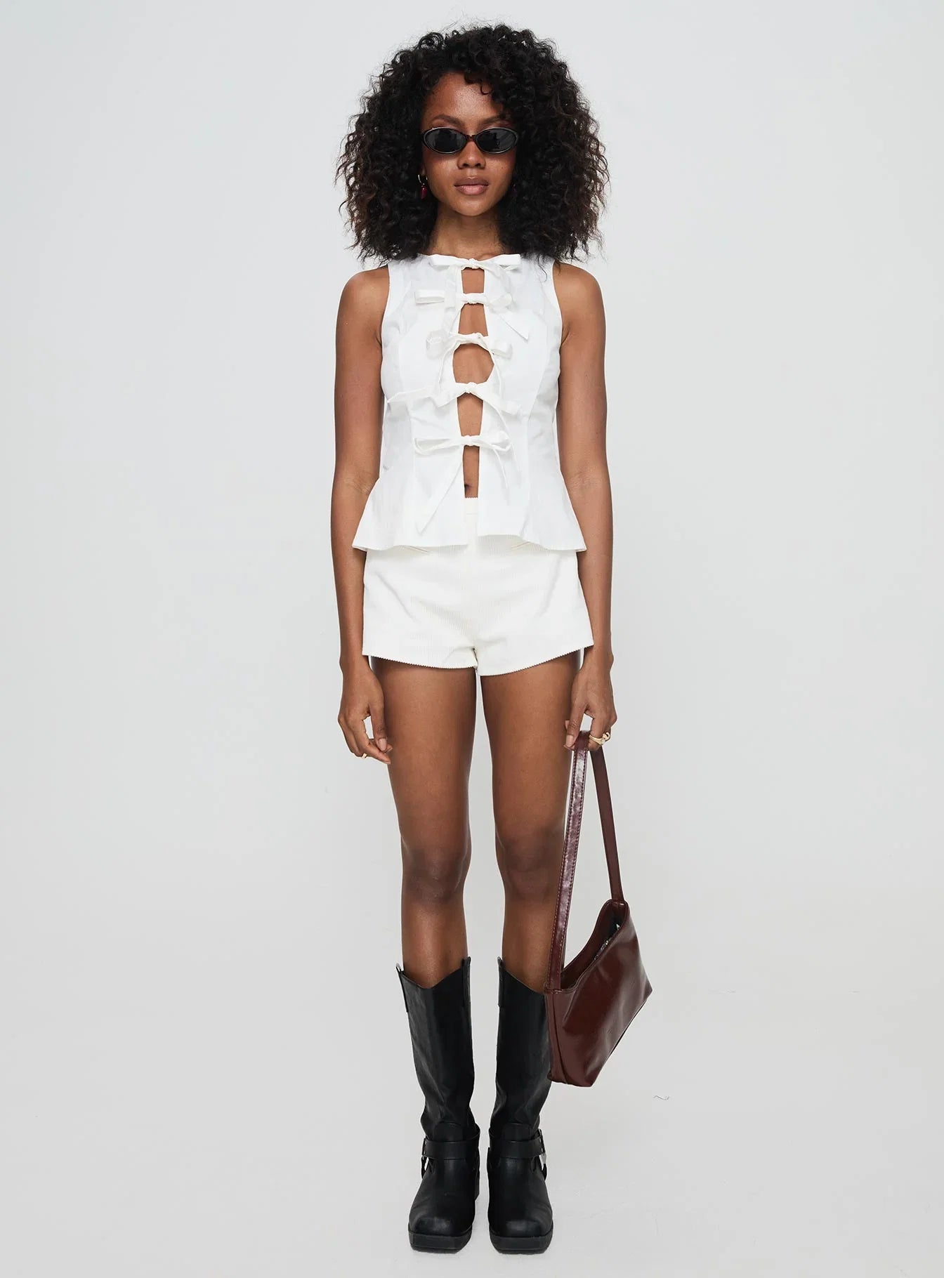 Luminary Tie Up Top White