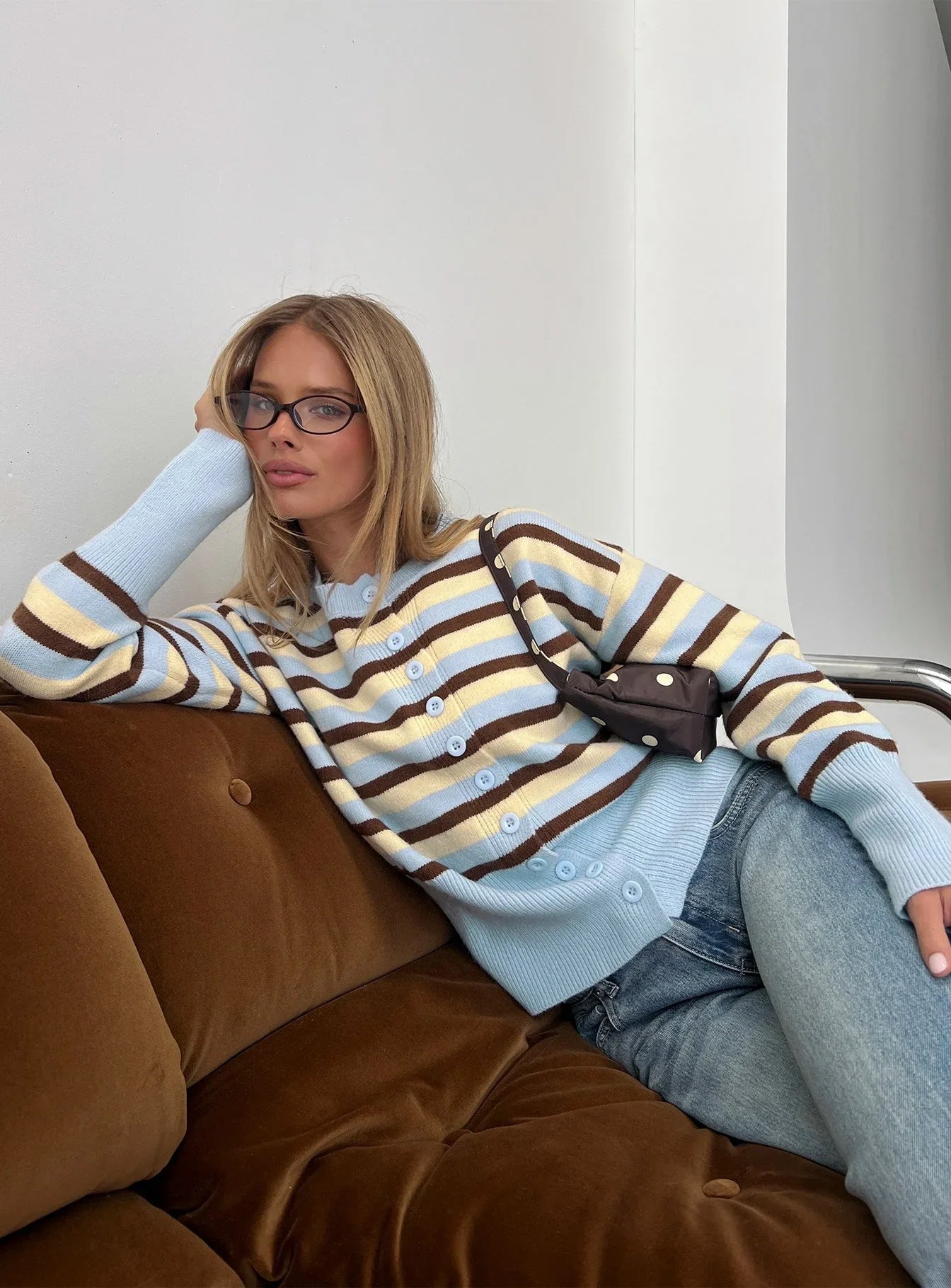 Rhitta Button Down Cardigan Multi Stripe