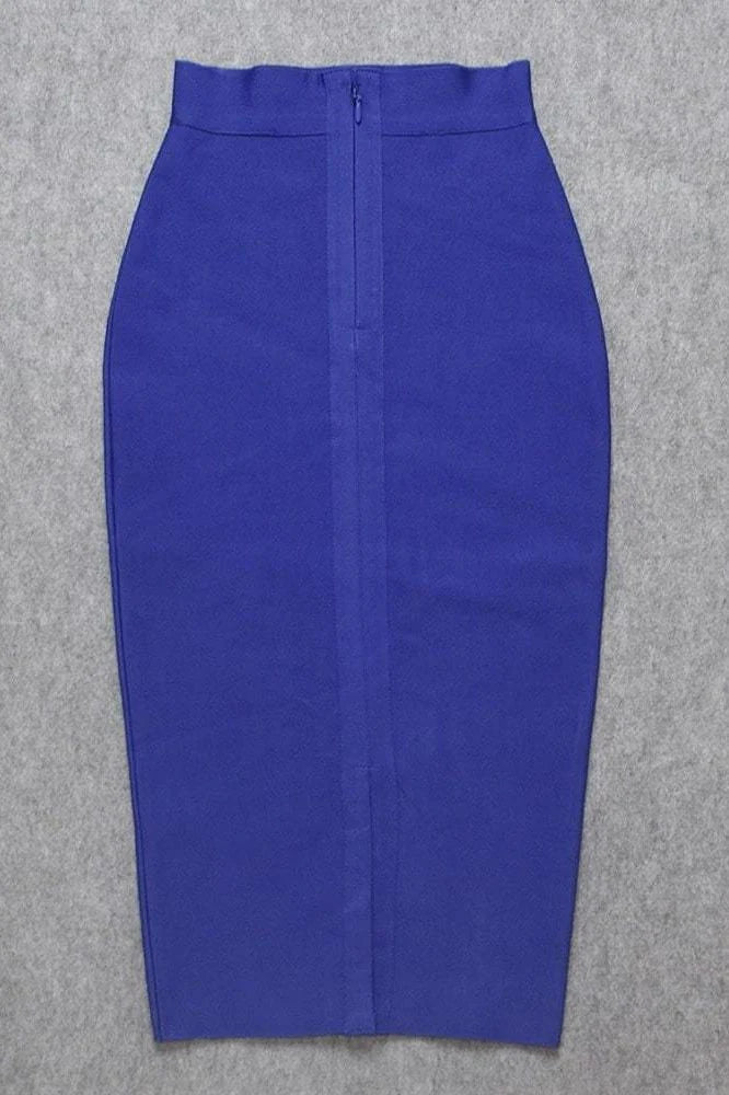Pencil High Waist Bandage Midi Skirt Navy Blue
