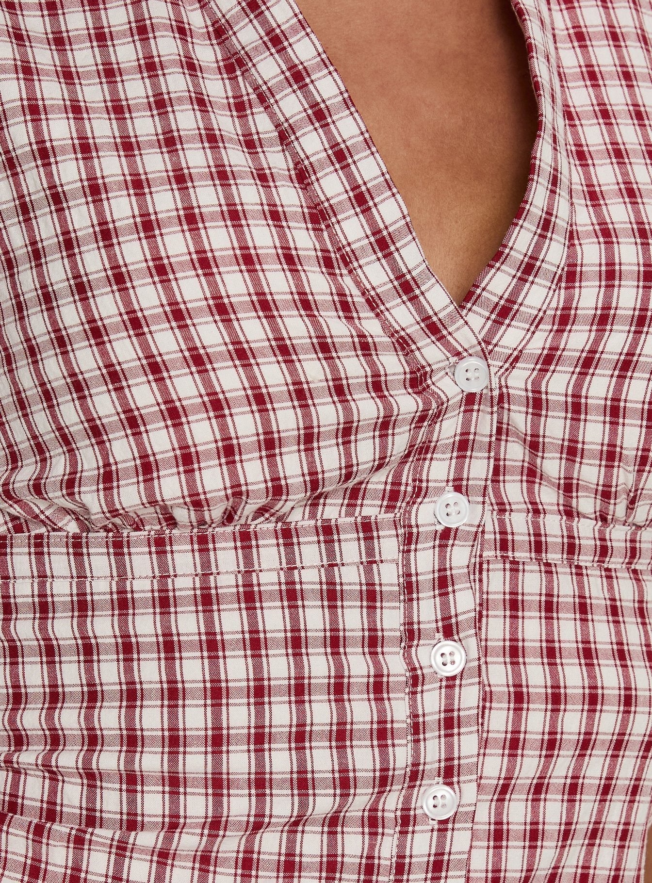 What A Show Button Up Top Red Check