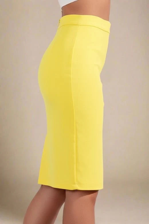 Pencil High Waist Bandage Knee Length Skirt Sun Yellow