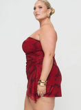 Donelli Mini Dress Burgundy Red Floral Curve