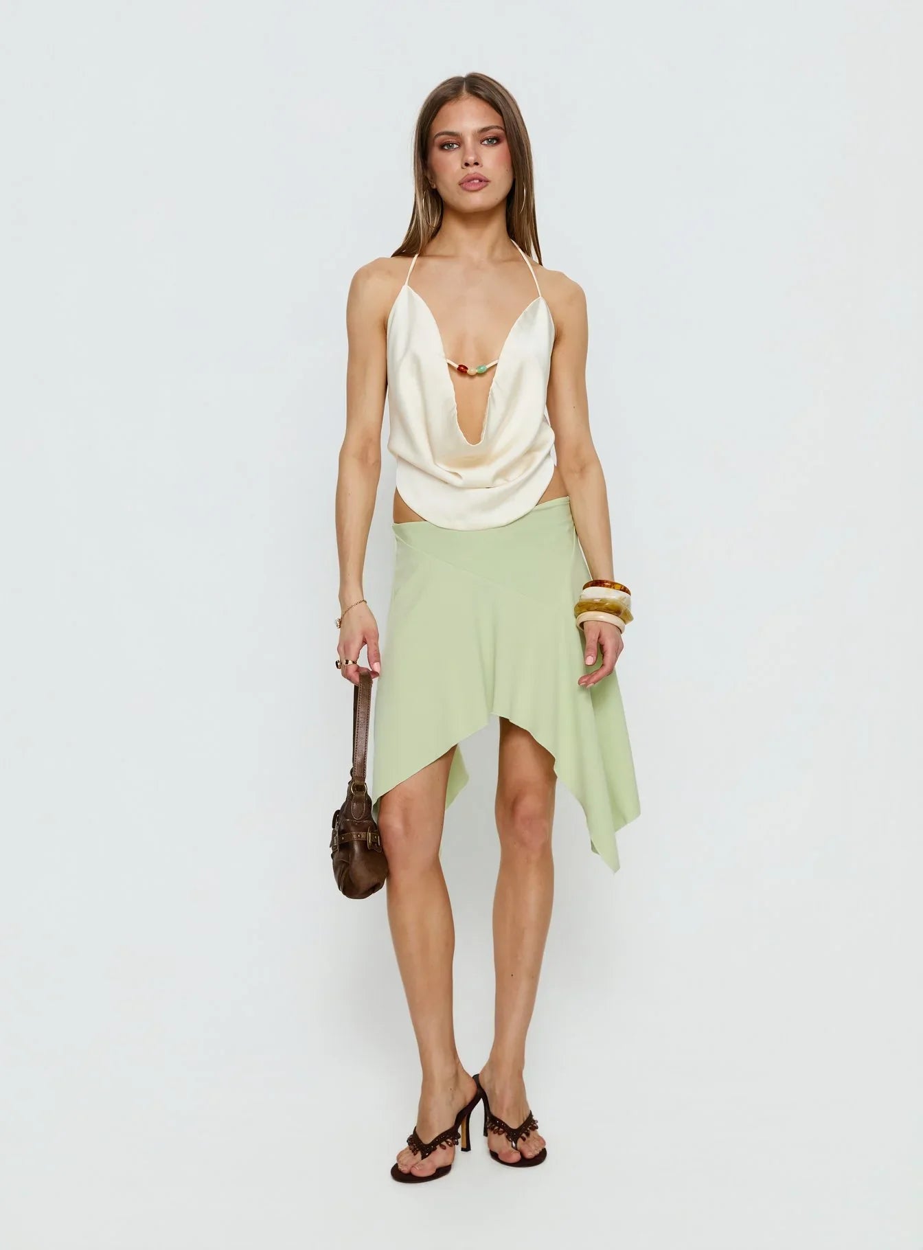 Daelen Waterfall Midi Skirt Mint