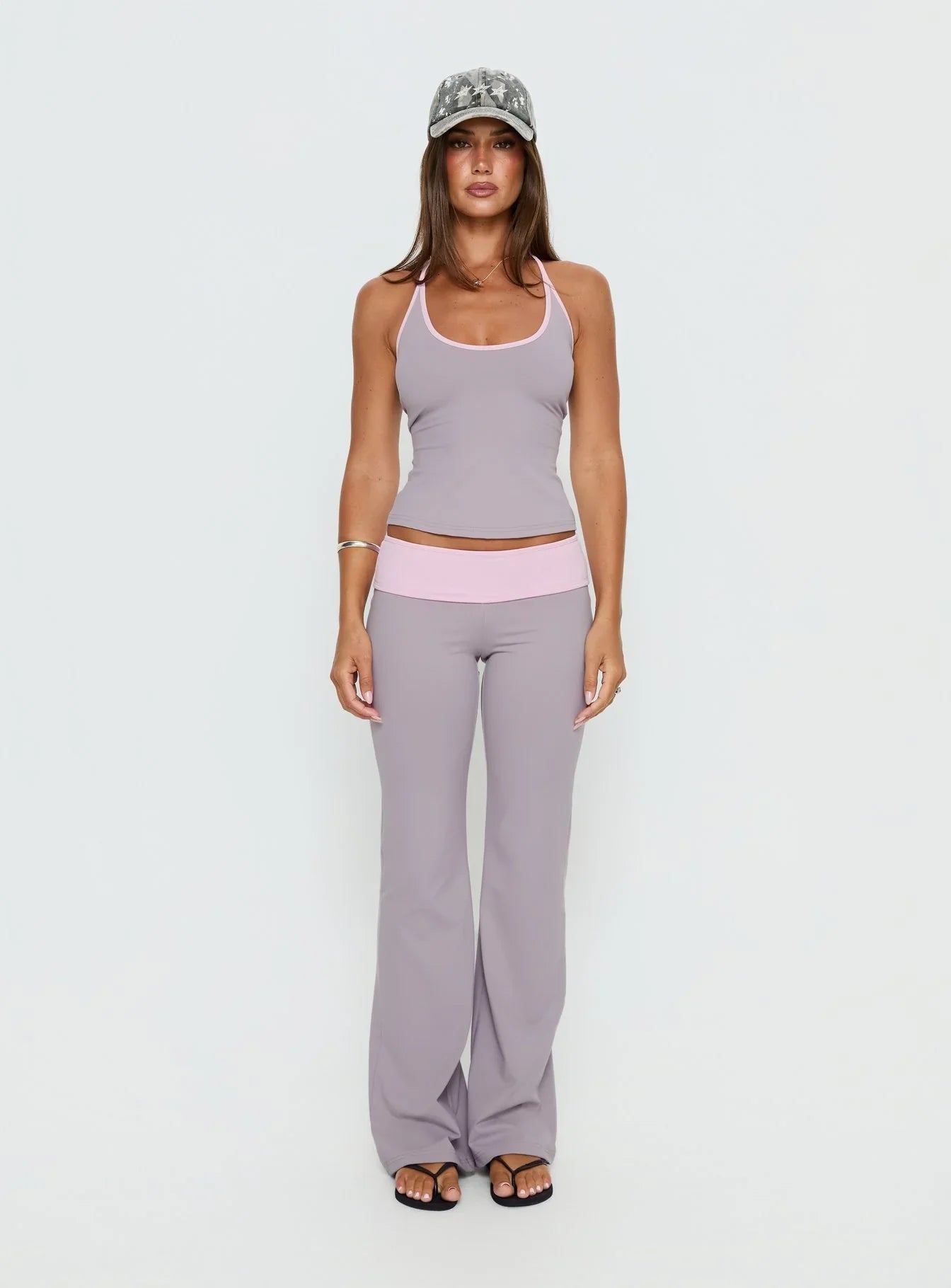 Kobee Jersey Halter Top Slate Dusty Pink