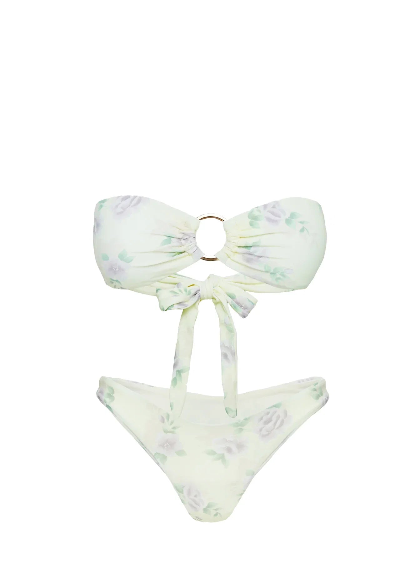 Gonzalez High Cut Bikini Bottoms Yellow Purple Floral