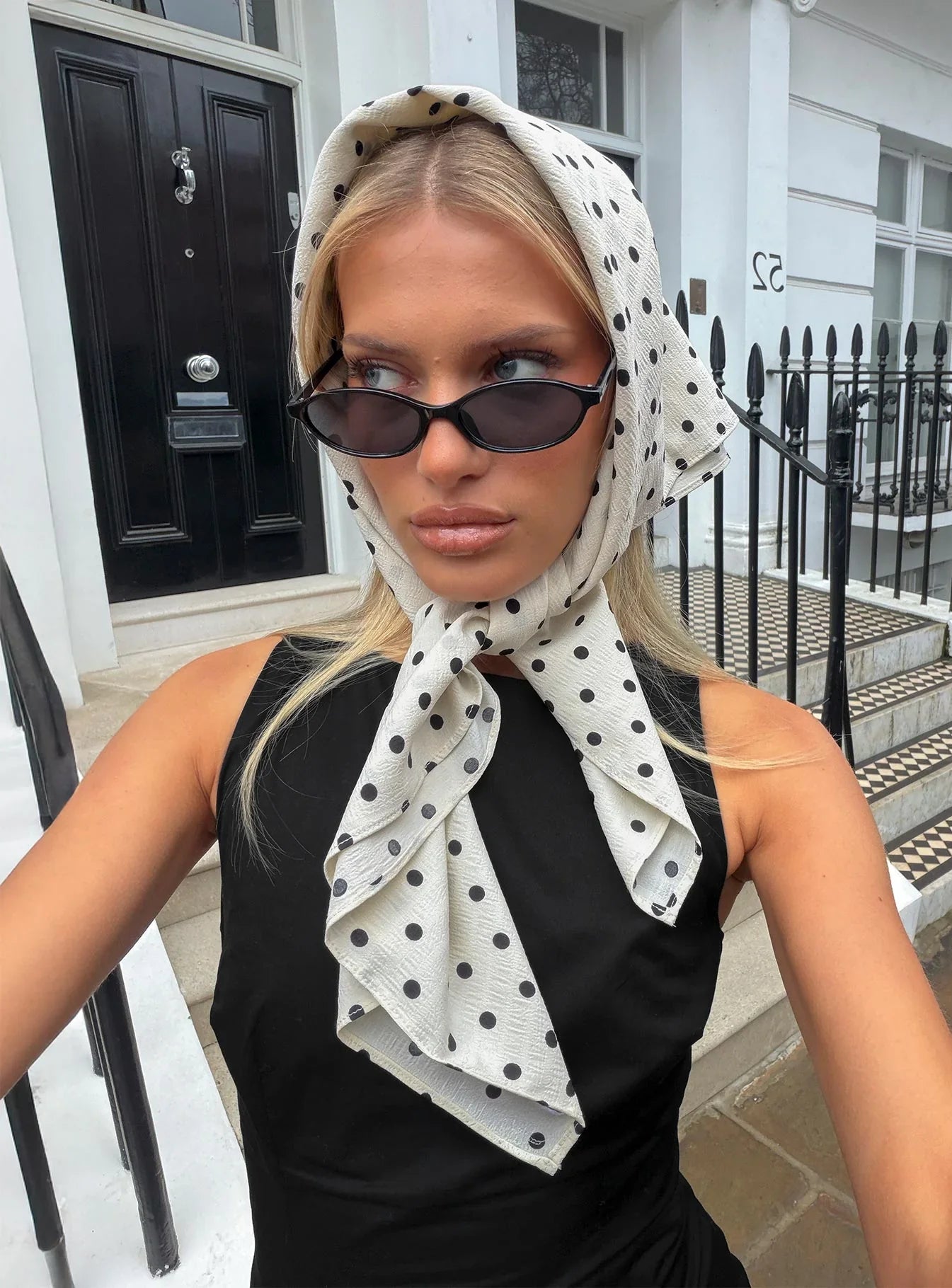 Nellie Scarf Cream Polka
