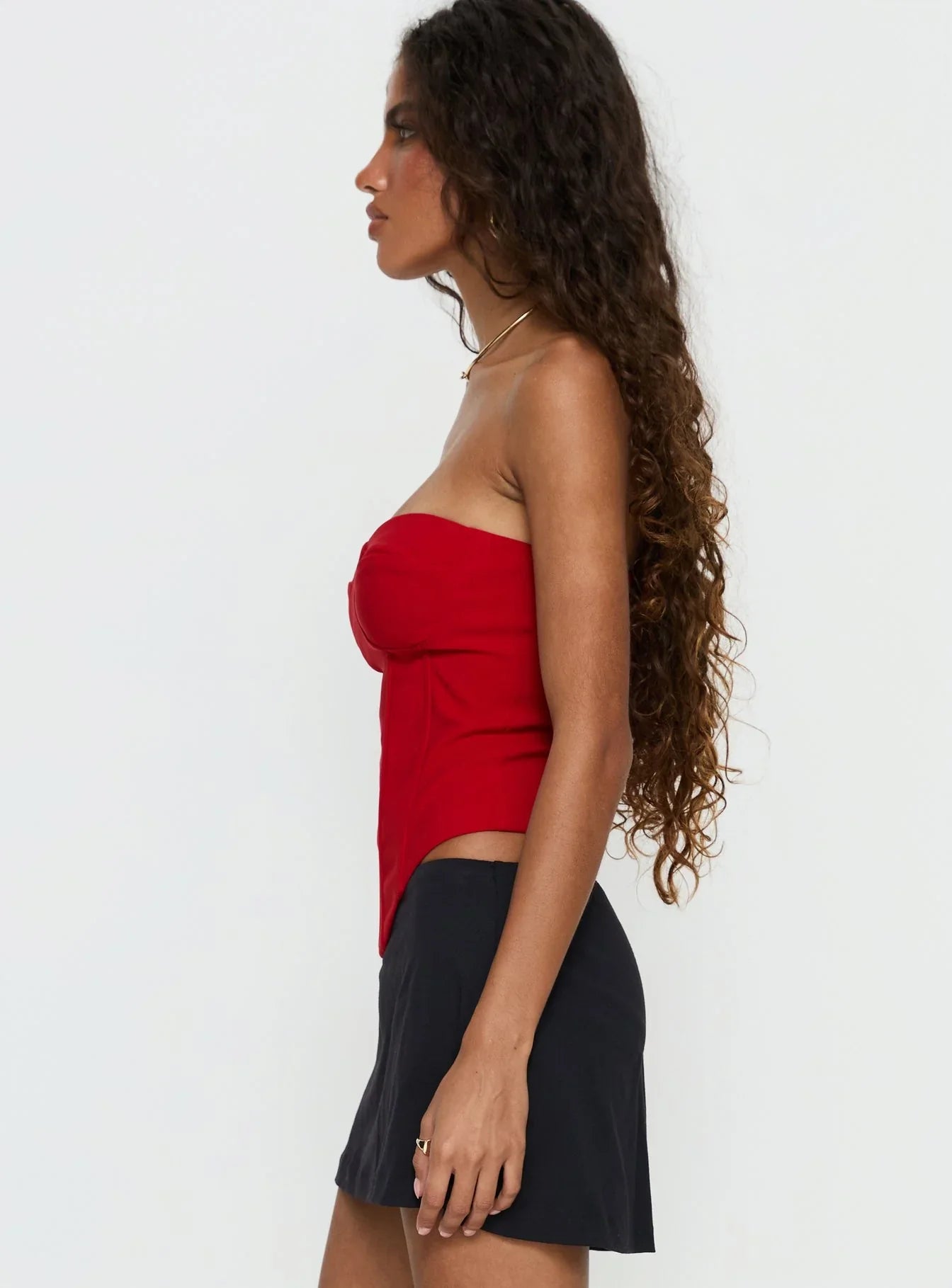 Chevon Strapless Corset Top Red