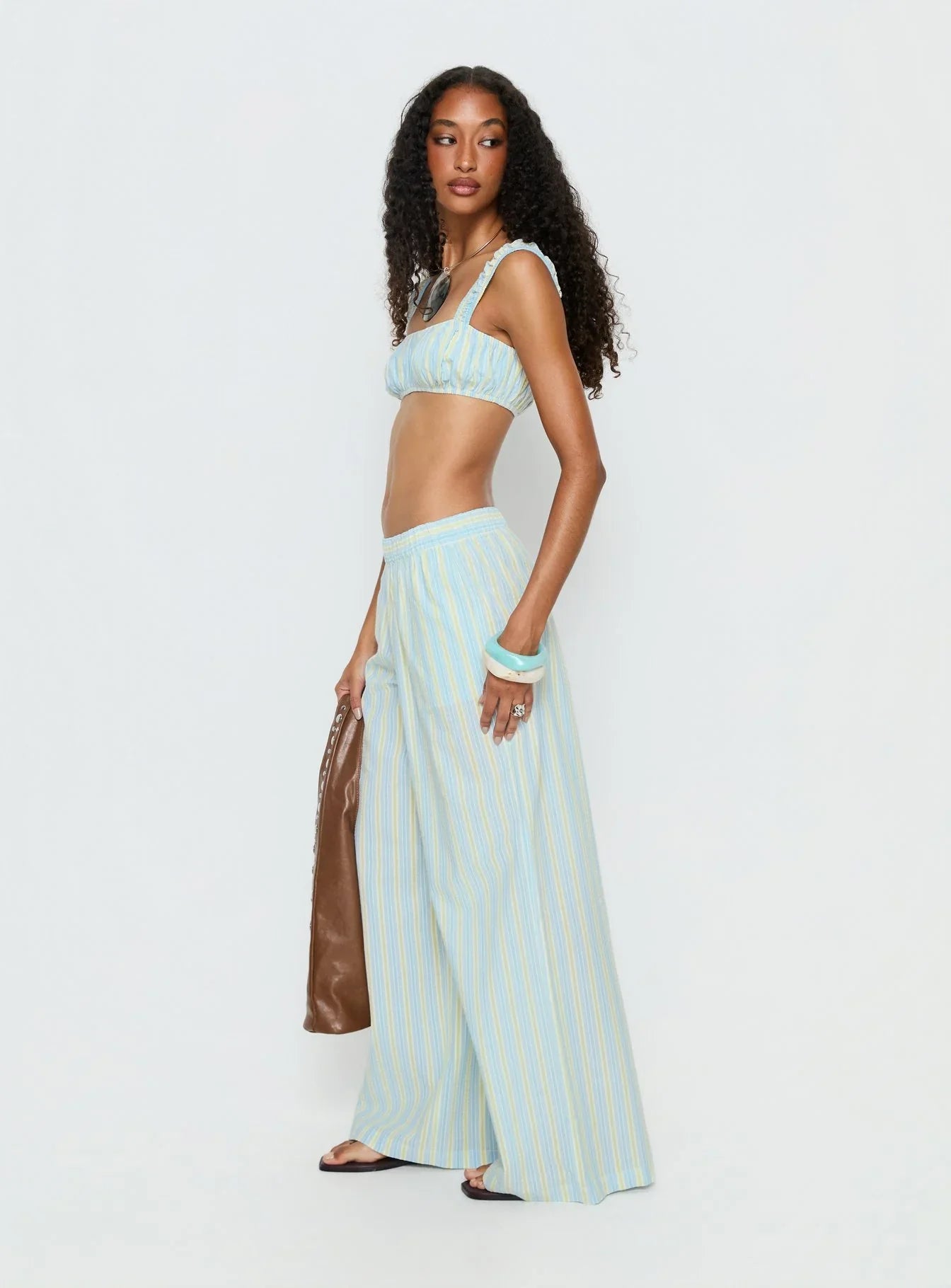 Talyssa Elasticated Waist Pants Blue Stripe