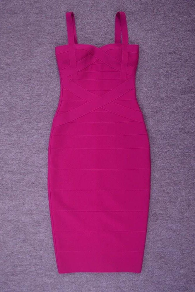 Heidi Bandage Midi Dress Magenta Pink