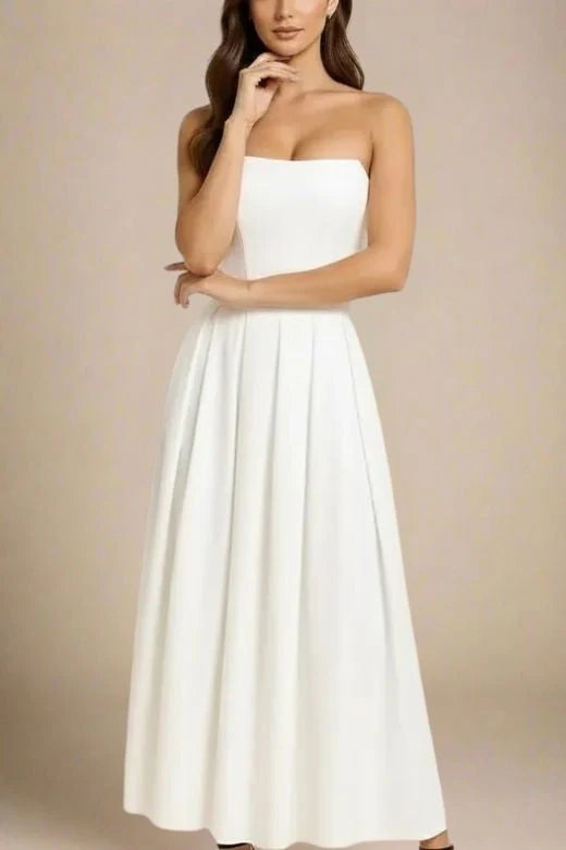 Capri Strapless Midi Dress White Pearl
