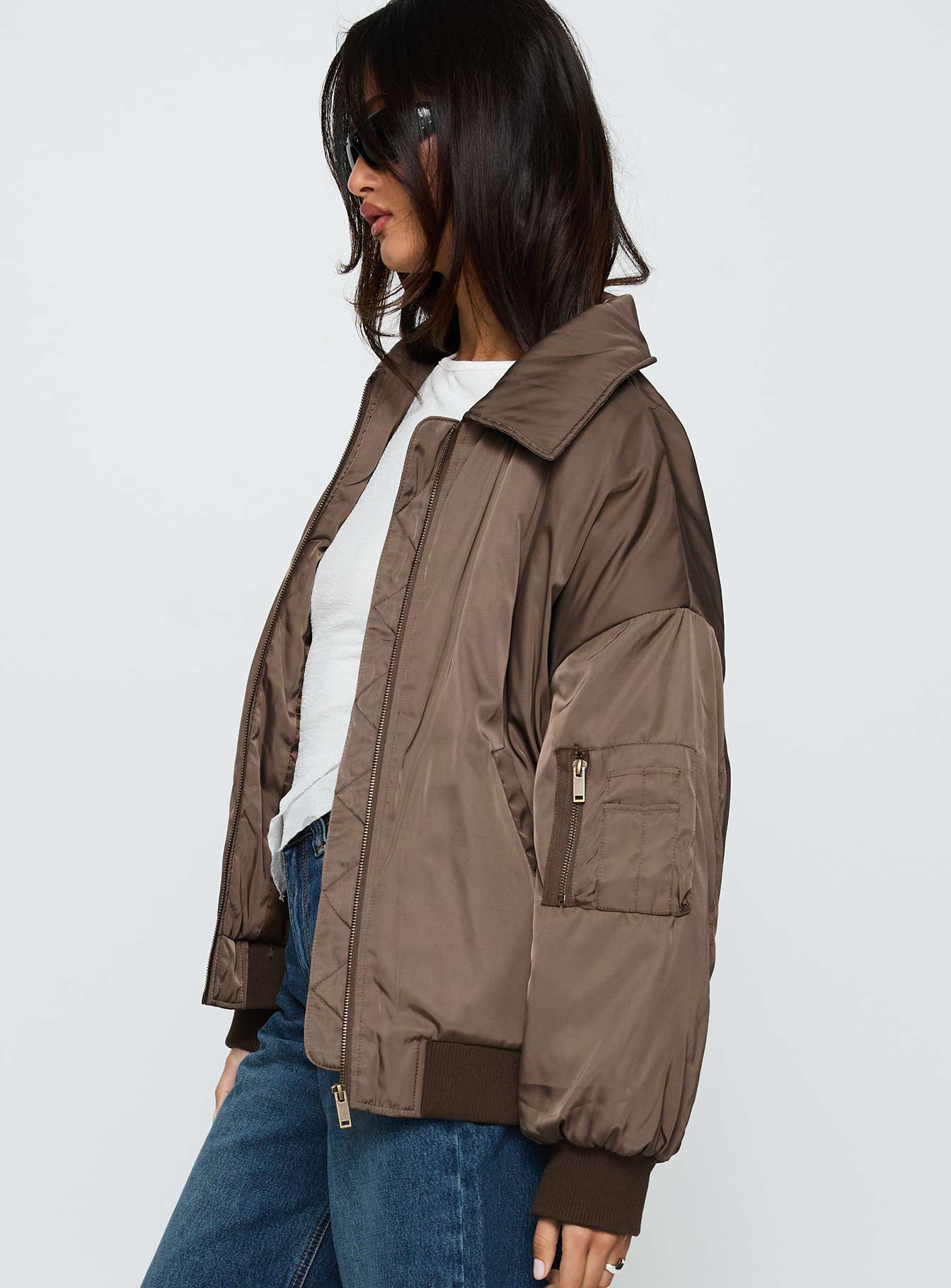 Say Less Bomber Jacket Dark Brown