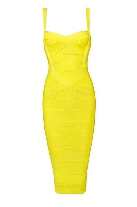 Heidi Bandage Midi Dress Sun Yellow