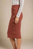 Jessie Midi Pencil Skirt Tan Brown