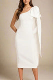 Lela Long Sleeve Bandage Midi Dress White Pearl