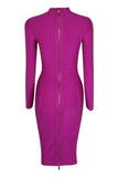 Dee Long Sleeve Bandage Dress Neon Purple