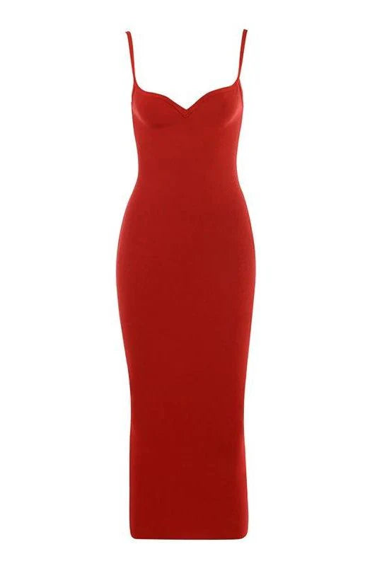 Blanche Bandage Midi Dress Lipstick Red