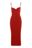 Blanche Bandage Midi Dress Lipstick Red Sale