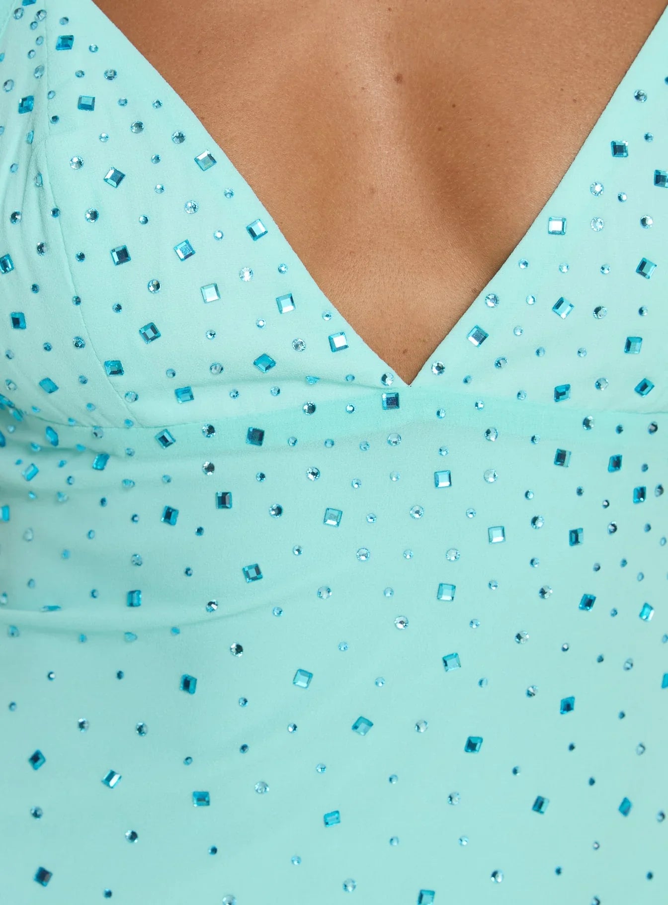 Margherita Diamante Detail Crossover Back Mini Dress Blue