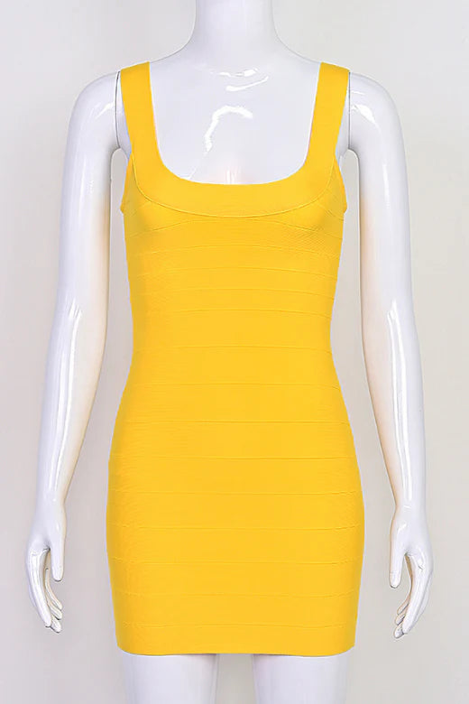 Cindy Bandage Mini Dress Mustard Yellow