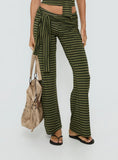 Esata Tie Detail Pants Green Stripe