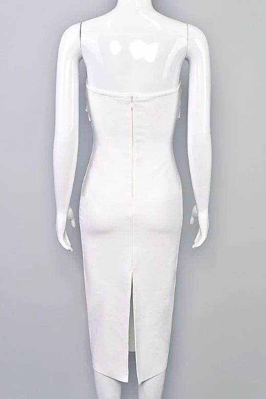 Miles Bodycon Midi Dress Pearl White