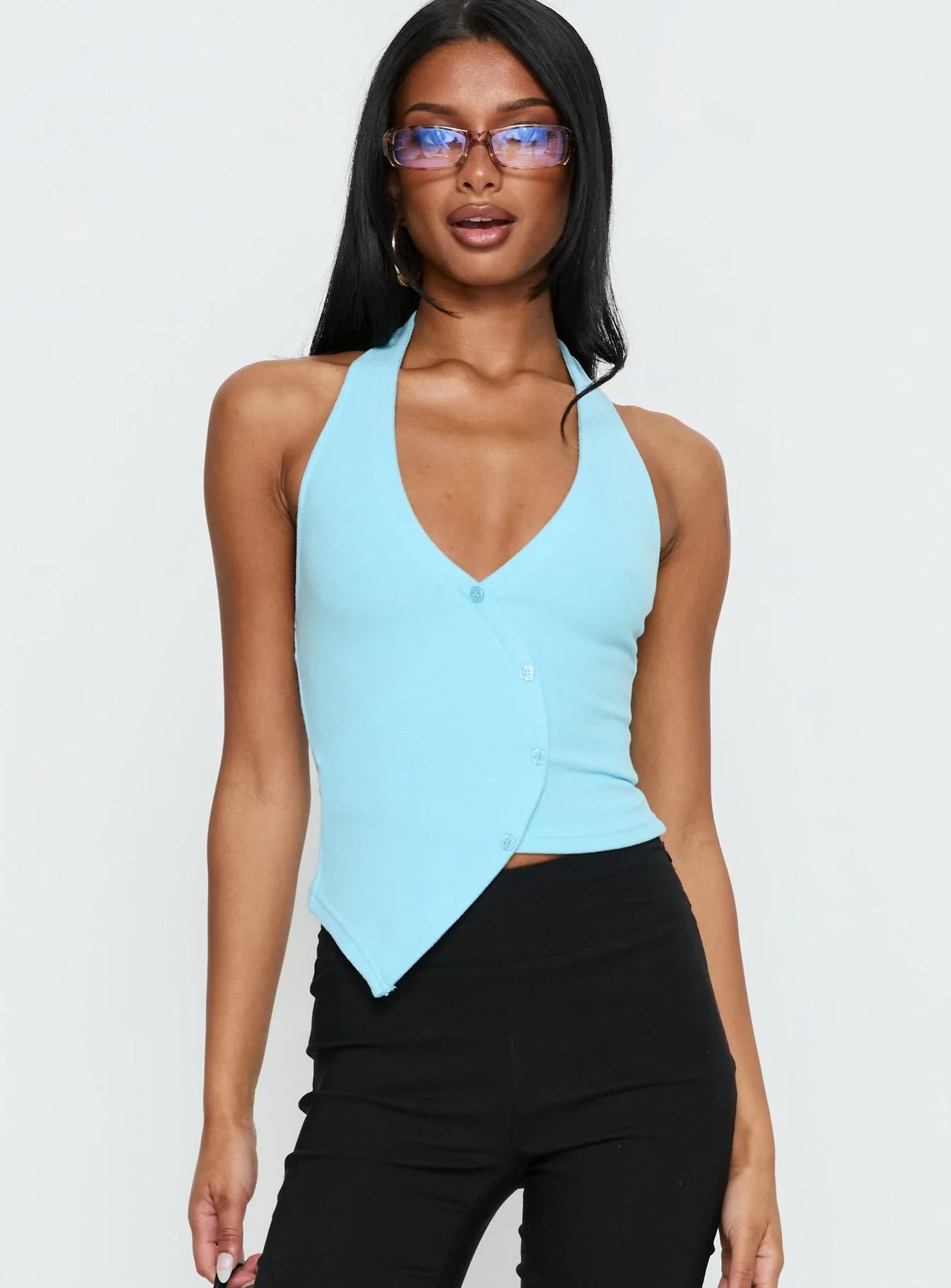 Avrilla Wrap Knit Top Blue