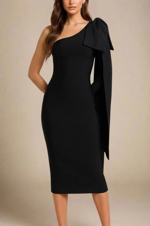 Lela Long Sleeve Bandage Midi Dress Classic Black