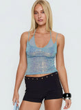 Odena Layered Sequin Cami Top Blue