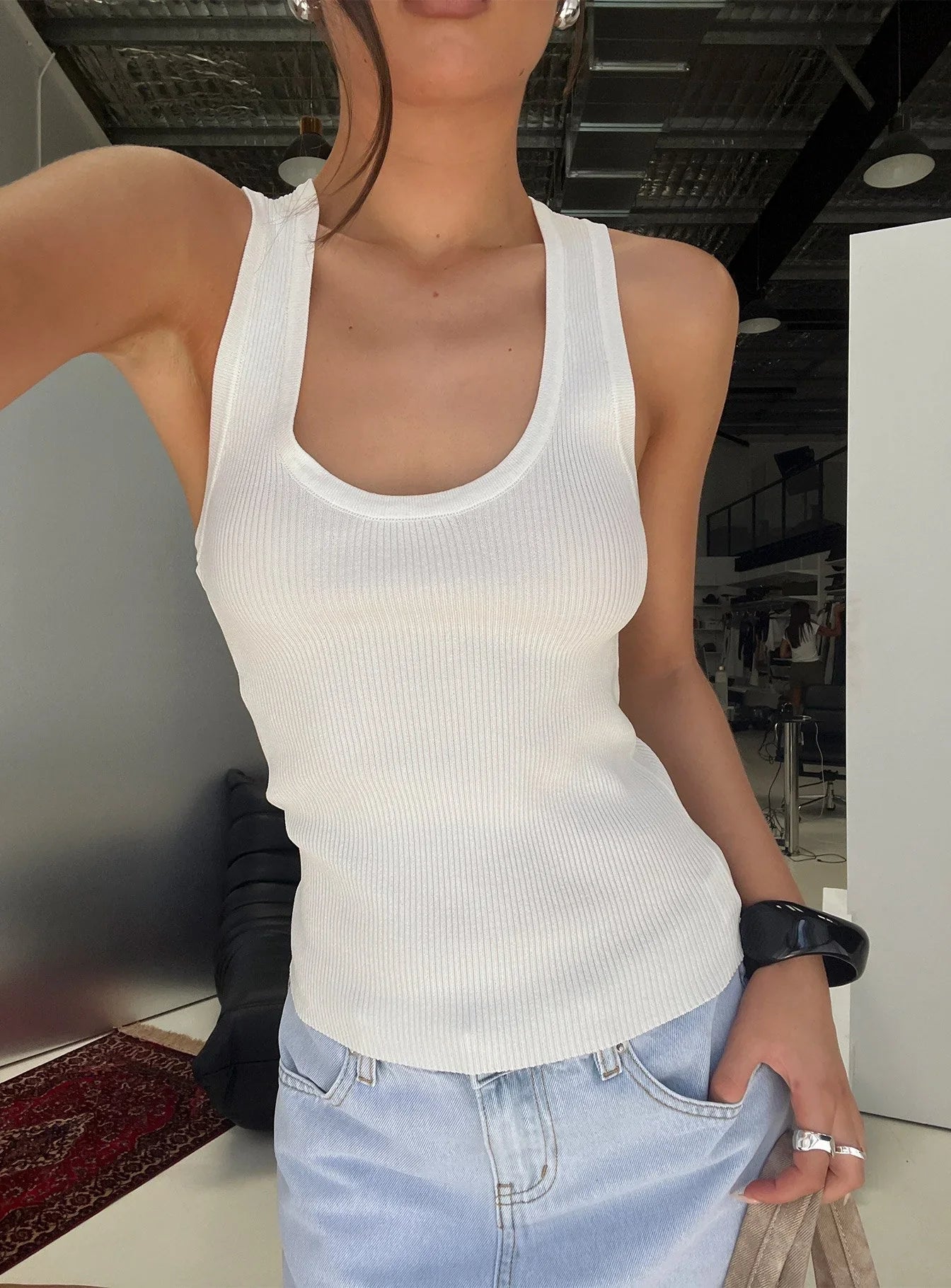 Kyrella Longline Tank Top White