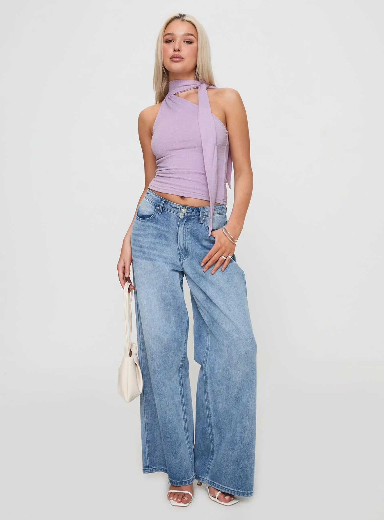 Anderstone Neck Tie Top Purple
