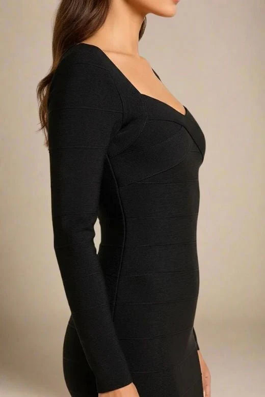 Zara Long Sleeve Bandage Mini Dress Classic Black
