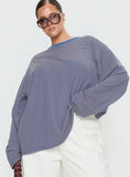 Marlah Long Sleeve Top Blue Stripe Curve