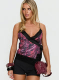 Felecia Lace Wrap Top Pink Multi