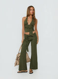 Esata Tie Detail Pants Green Stripe