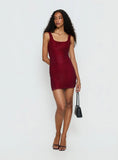 Epiphanies Net Mini Dress Burgundy