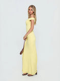 Get Lucky Drape One Shoulder Maxi Dress Lemon Yellow
