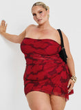 Donelli Mini Dress Burgundy Red Floral Curve