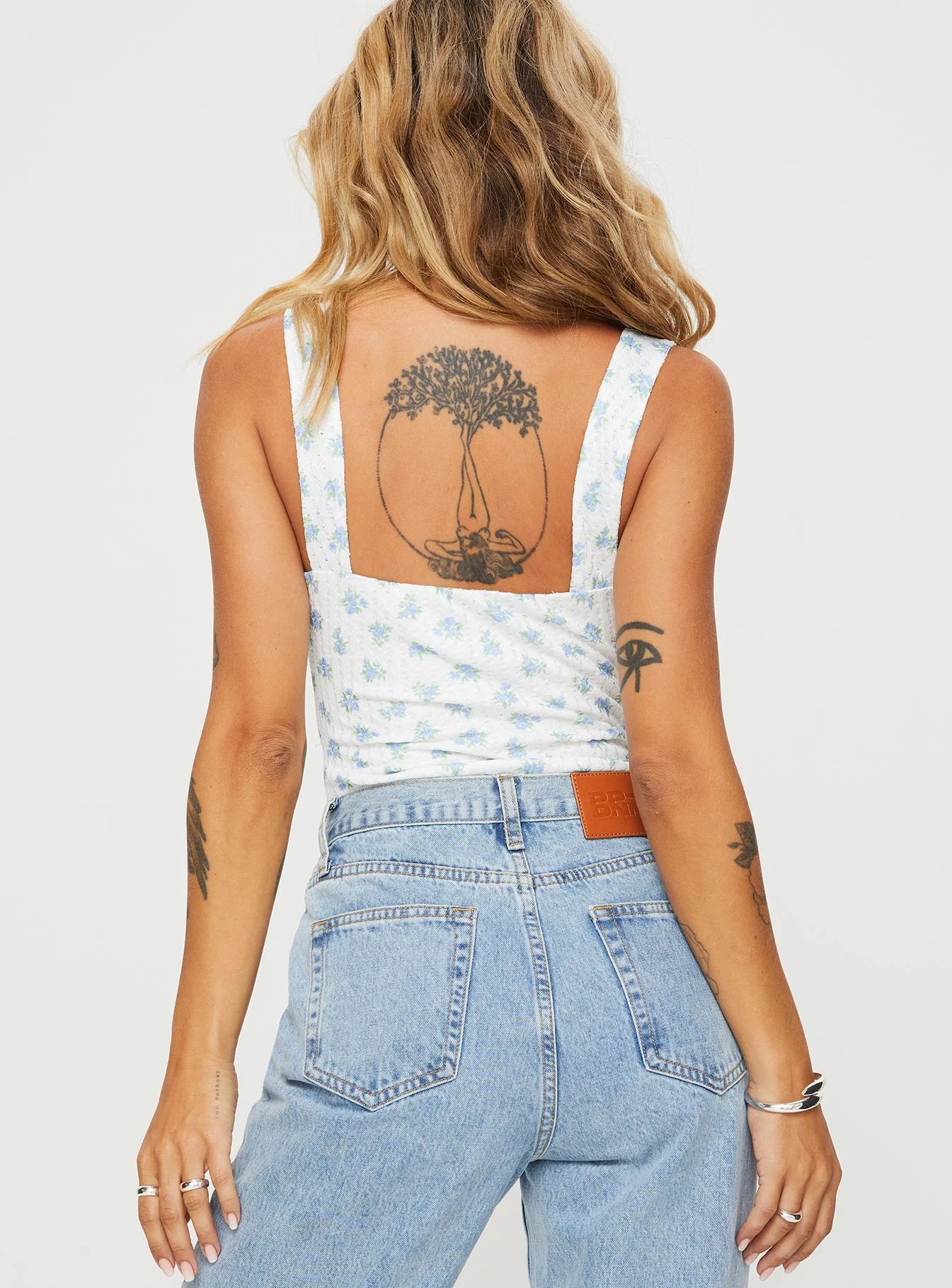 Lupton Bodysuit White Blue Floral